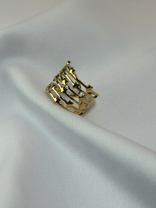 Bague Femme Acier inoxydable Manchette Multi Etoiles Luxe