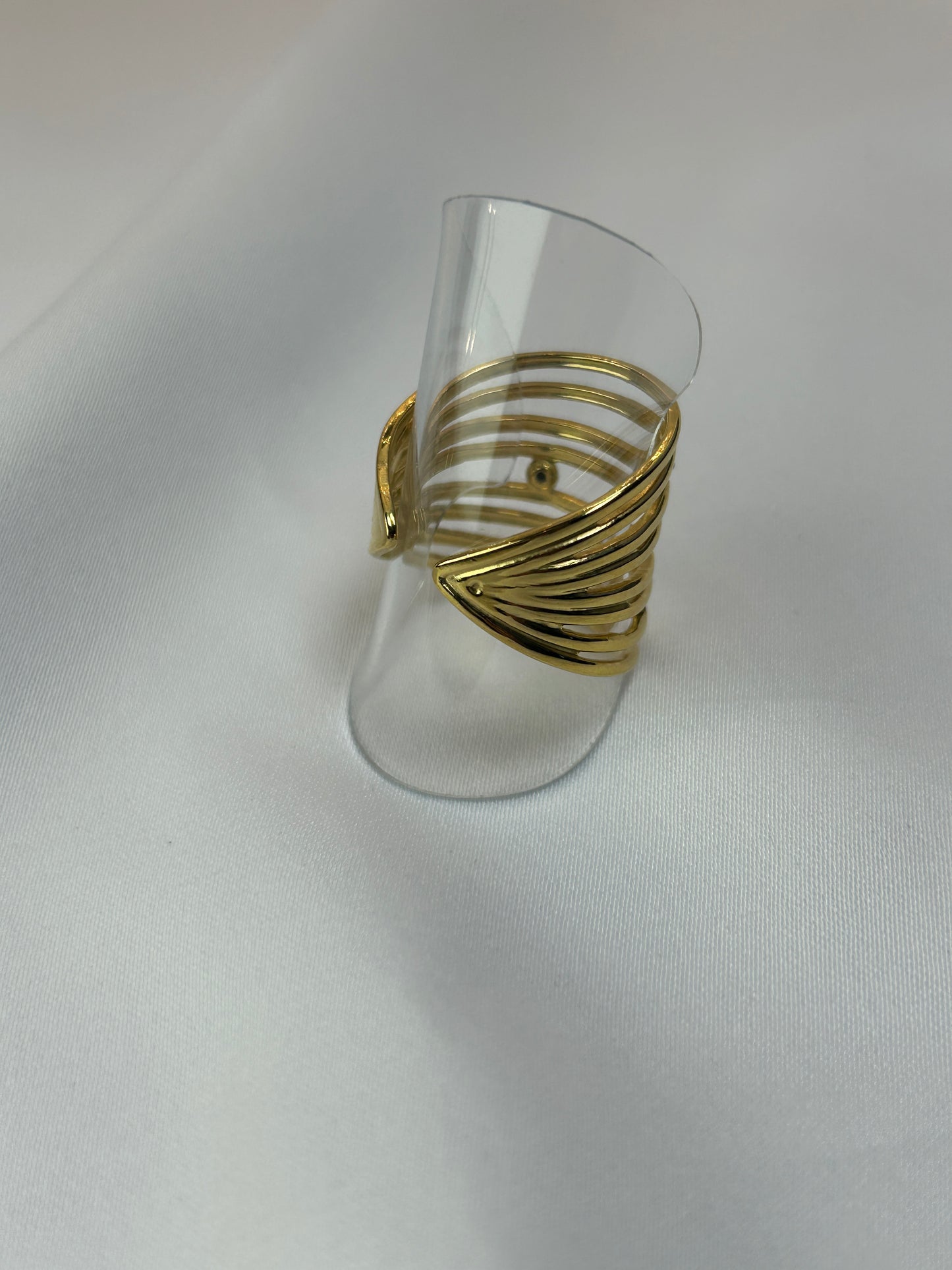 Bague Manchette Strass Multi-lignes Luxe Acier Inoxydable Femme