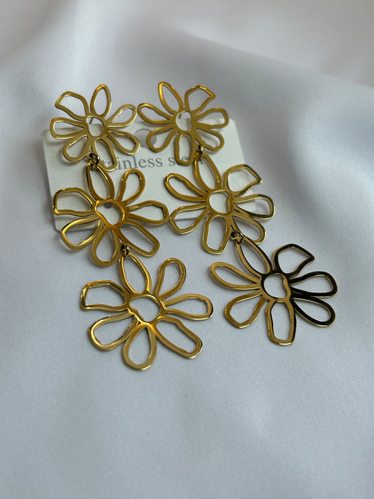 Boucles d'oreilles Longues Trois Fleures Luxe