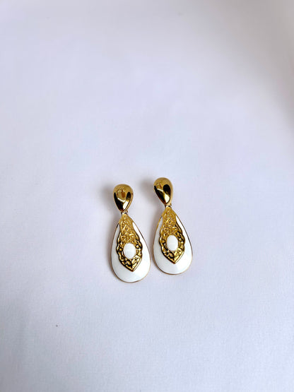 Boucles d'oreilles Pendantes Goutte blanche Oriental