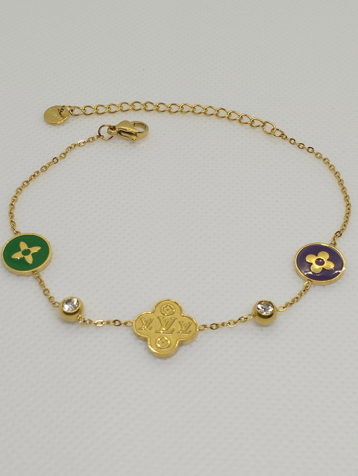 Bracelet Femme Acier Inoxydable Luis V Vert et Violet