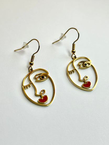 Boucles d'oreilles Visage Bouche Rouge Luxe