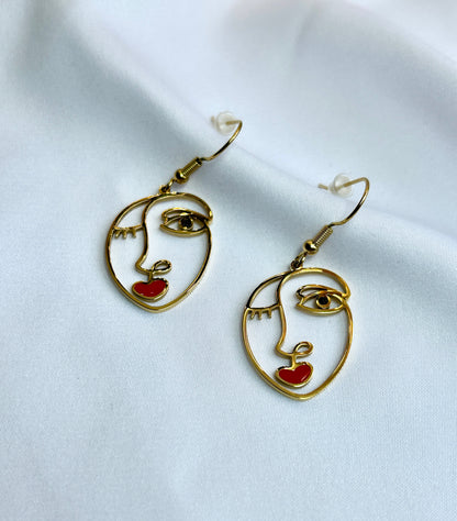 Boucles d'oreilles Visage Bouche Rouge Luxe